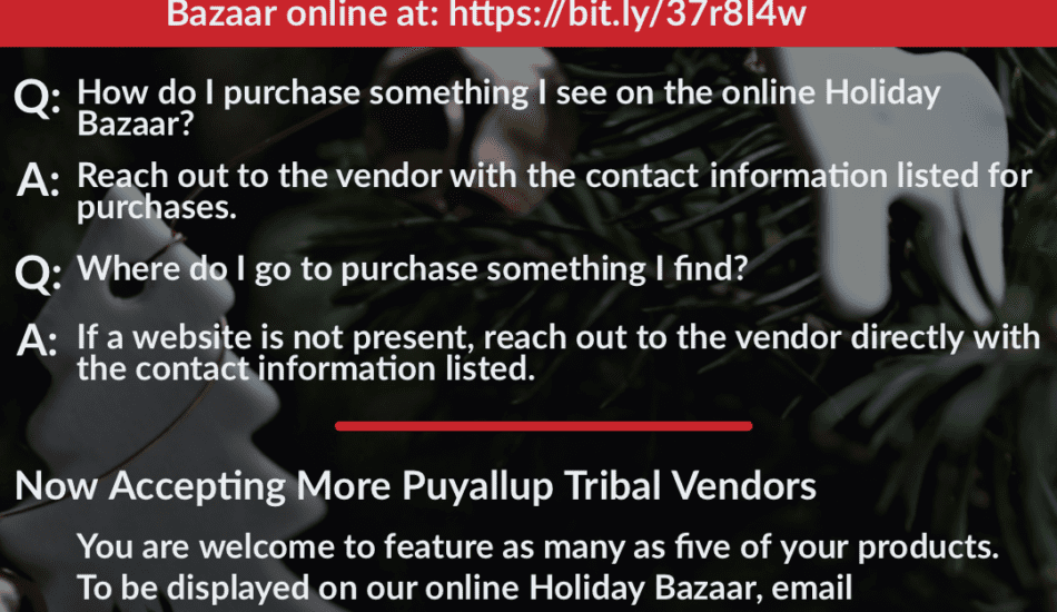 Puyallup Tribe’s Online Holiday Bazaar Now Live!