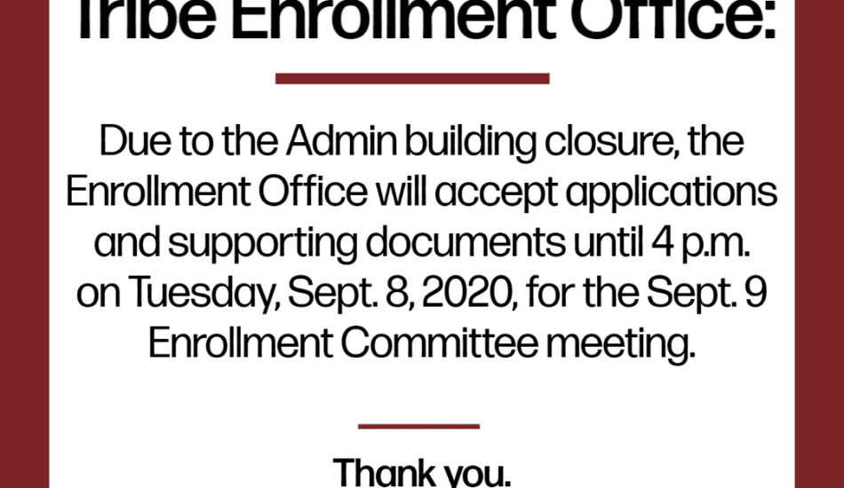 Notice from Enrollment Office