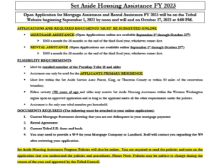 Set Aside Housing Assistance FY 2023