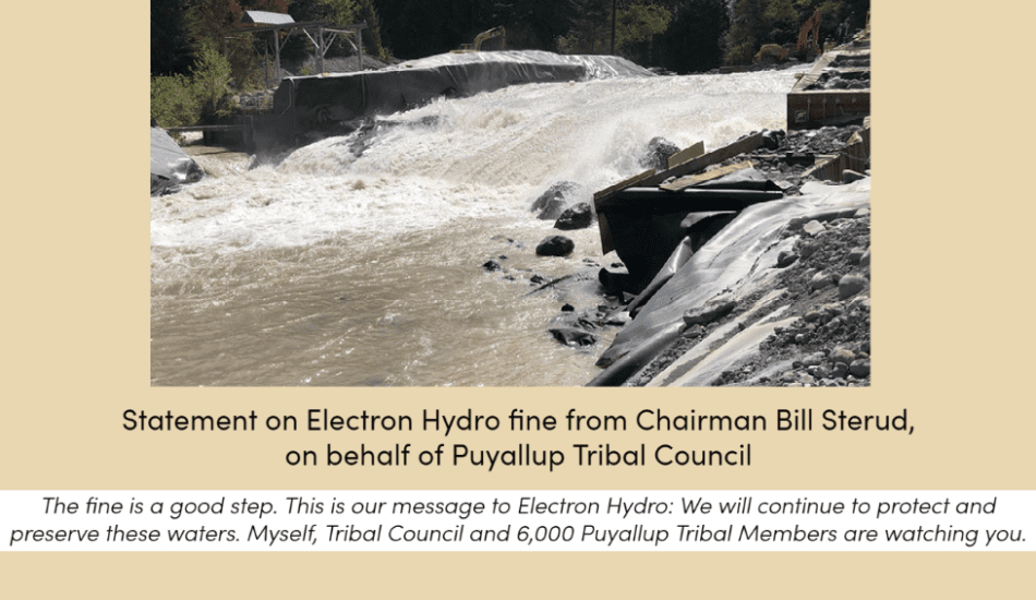 Statement on Electron Hydro fine from Chairman Bill Sterud