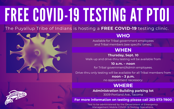 Puyallup Tribe to Host Free COVID-19 Testing Clinic for Employees and Tribal members
